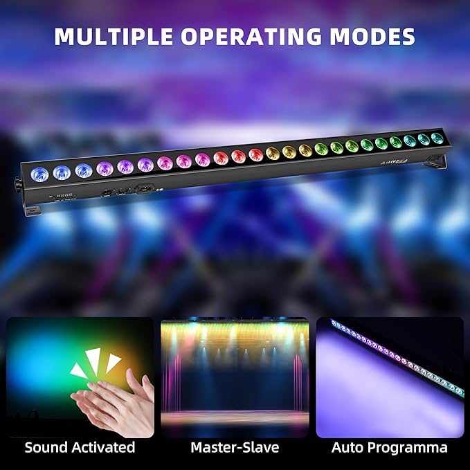 LED Stage Wash Light Bar - 150W DJ Light Bar with RGBW High-Lighted & RGB Aura Effect - Uplights for Events with DMX Control,Sound Activated,Auto Play, Master Slave for Event Party Church Wedding