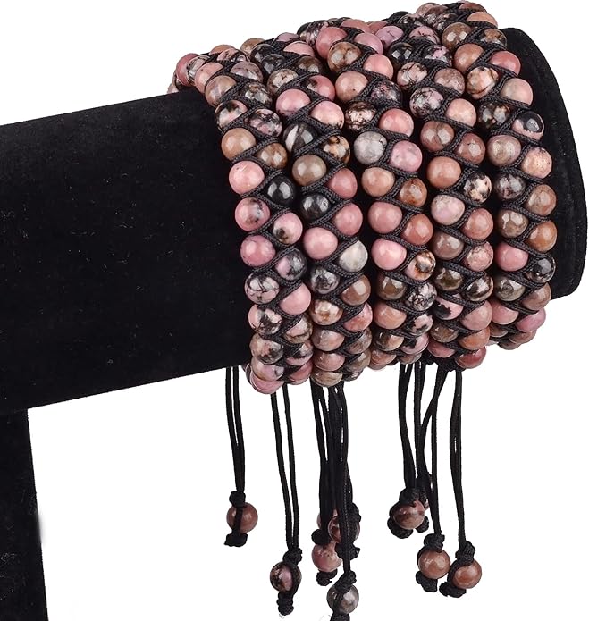 MASSIVE BEADS Double Layer Natural Chakra Healing Power Crystals Macrame Bracelet Yoga Stone Beads Gemstone Meditation Relax Anxiety Bangle for Unisex Women Men