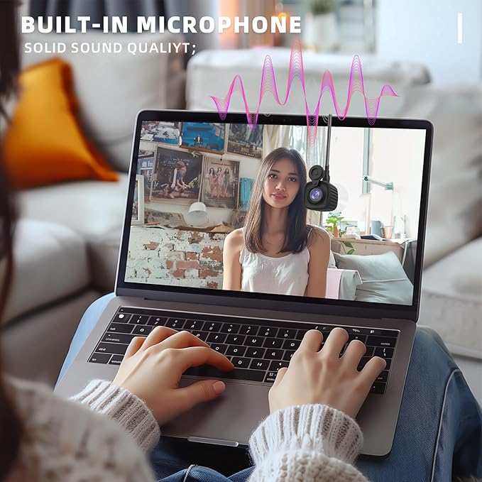 4K Autofocus Webcam with Eye Contact Correction Suction Moun Center Camera, Built-in Noise Canceling Microphone Privacy Cover USB Plug-and-Play for Zoom/Teams, PC Conferencing, Remote Calls