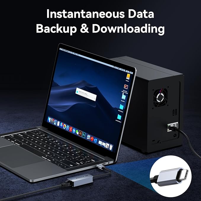 Sodola USB C to Ethernet Adapter 2.5G, Ethernet Adapter for Laptop, Aluminum, Type C to RJ45 Network Internet LAN Adapter, Compatible for NAS, MacBook Air/Pro, iPhone 15/16 Pro/Max