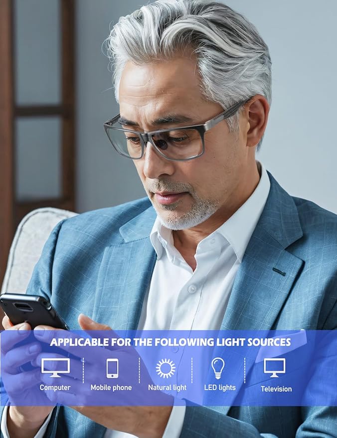 ANYLUV Reading Glasses Men Women Blue Light Blocking, Premium Mens Reading Glasses Al-mg Frame with Spring Hinge Anti Glare