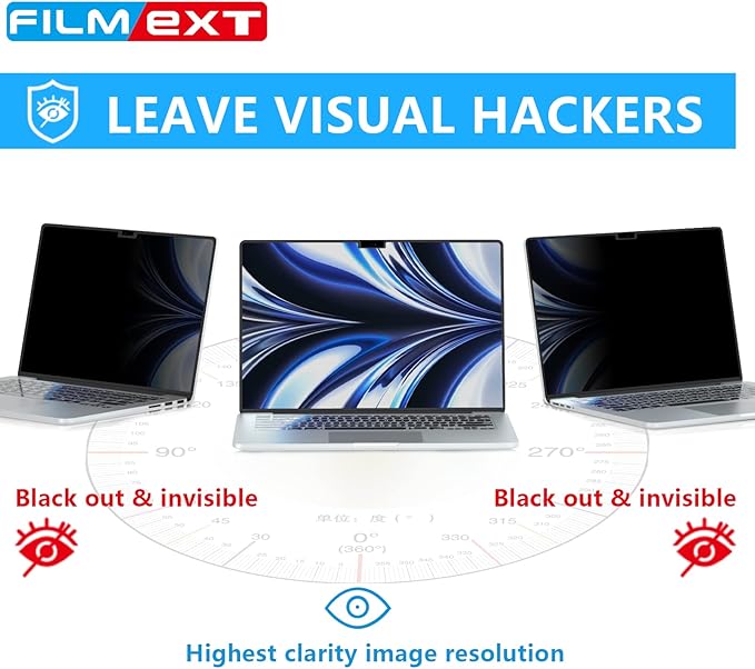 FILMEXT MacBook Air M2 13.6-inch Screen Protector, Privacy Shield, 2022 Release (A2681), Polyethylene Terephthalate, 1 Piece