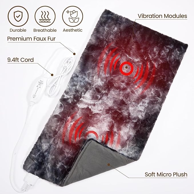 Heat Massaging Weighted Heating Pad for Back Pain Relief, Weighted Electric Heating Pad with Massaging Vibrations 12"x24" 3.7lb BPA-Free Non-Toxic Beads, 4 Heat Settings, 4 Massage Modes, 2h Auto-Off