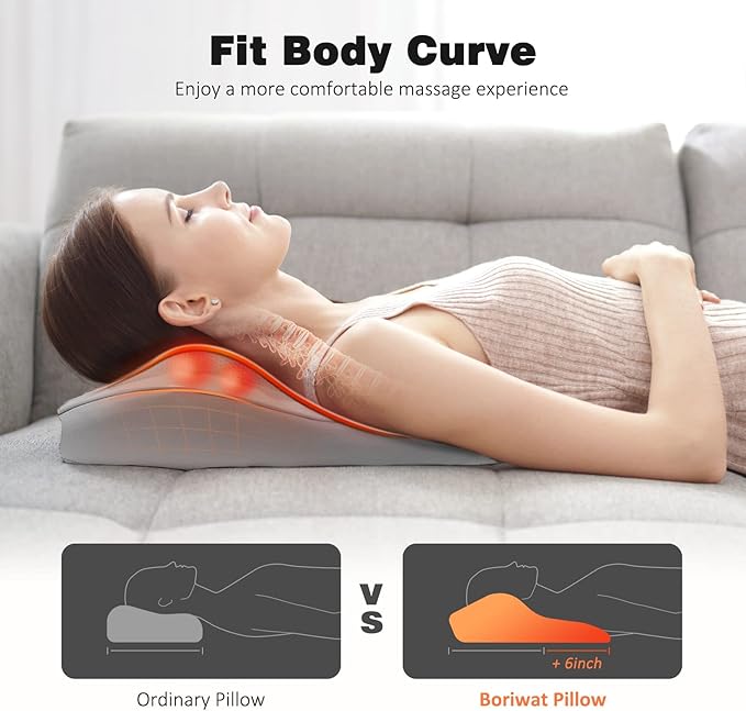 Neck and Shoulder Massager with Heat, Shiatsu Massage Pillow with 3D Deep Tissue Kneading for Back Legs Foot Body Pain Relief,at Home Office Car, Gift for Mom & Dad