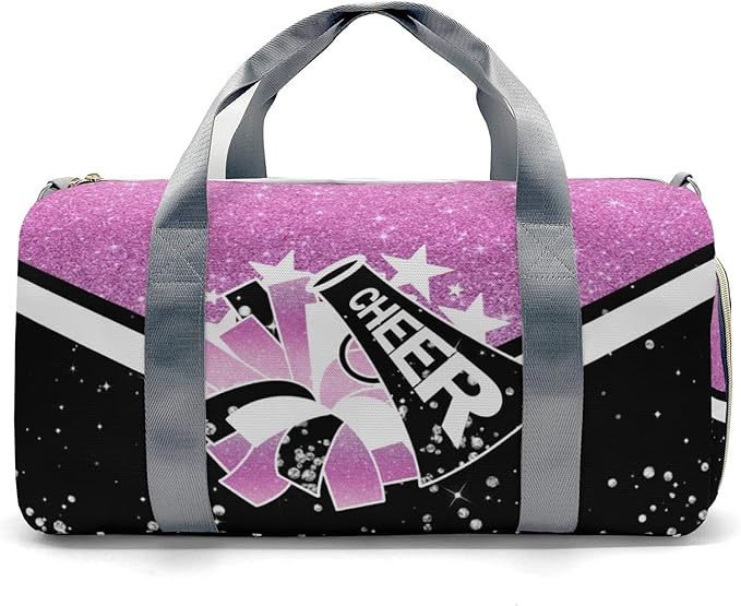 Cheer Cheerleader Personalized Duffel Bag Customized Yoga Sport Bags with Name Travel Duffel Bag Shoulder Bag Bright Pink Weekender Bags with Shoe Compartments