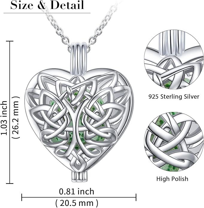 DAOCHONG S925 Sterling Silver Aromatherapy Essential Oil Diffuser Necklace Love Heart Locket Perfume Pendant Necklace Jewelry 18+2" Adjustable Chain