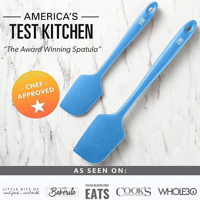 DI ORO Silicone Spatula Set - Rubber Kitchen Spatulas for Baking, Cooking, & Mixing - 600°F Heat-Resistant & BPA Free Silicone Scraper Spatulas for Nonstick Cookware - Dishwasher Safe (5pc, Blue)