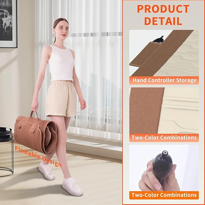 Full Body Massage Mat with Heat, Back Massager for Pain Relief Deep Tissue, Back Massage Pad with Lumbar Support Traction，Pillow-Free, 10 Vibration Motors & 5 Massage Modes, 2 Heating Pads for Back