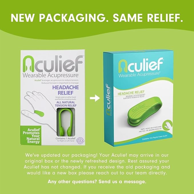 Aculief Wearable Acupressure Support Clip - Stress Management Clip - X-Small, Green