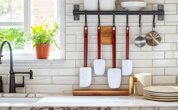 14 INCH Silicone Spatulas Heat Resistant Heavy Duty Rubber Spatulas Commercial Spatulas Set for Kitchen Use Silicone Cooking Utensils Sets of 2