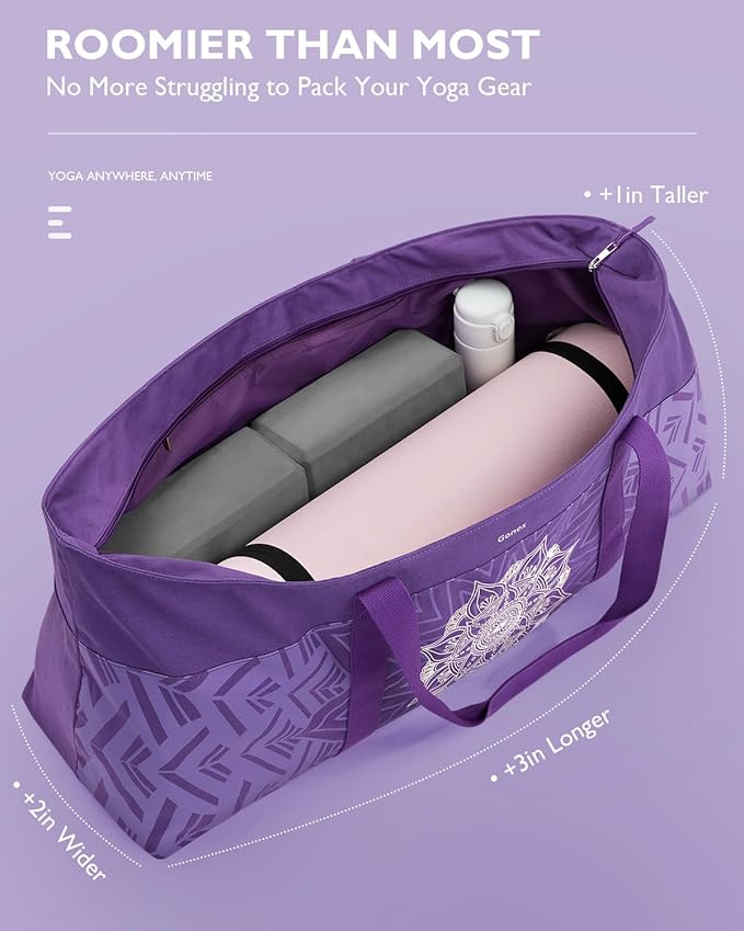 Gonex Yoga Mat Bag, Extra Large Canvas Gym Bag with Waterproof Pocket Metal Zipper, Fits Mat & Blocks, Stylish Yoga Mat Carrier for Women, Ideal for Yoga, Pilates, Workout, Travel