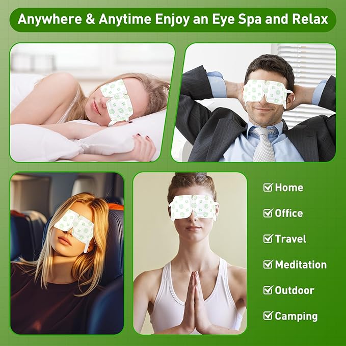 5Packs Steam Eye Mask for Dry Eyes, Self Heating Eye Mask for Relief Eye Fatigue Sleep, Disposable Moist Heating Compress Pads Travel Essentials Spa Gifts for Women Men Birthday Christmas Valentines