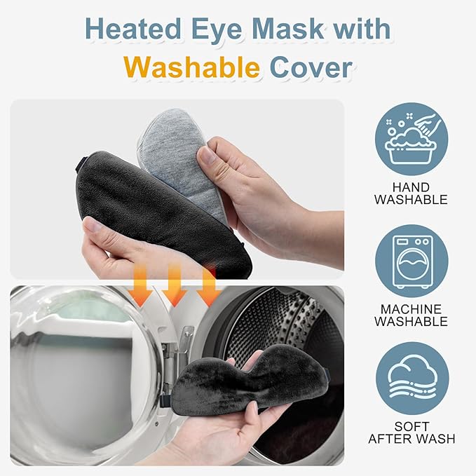 Heated Eye Mask for Dry Eyes, USB Electric Warm Eye Compress Heat Eye Masks with Temperature&Timer Control, Eye Heating Pad for Dry Eyes, Stye Treatment, Chalazion, Blepharitis, MGD, Puffy