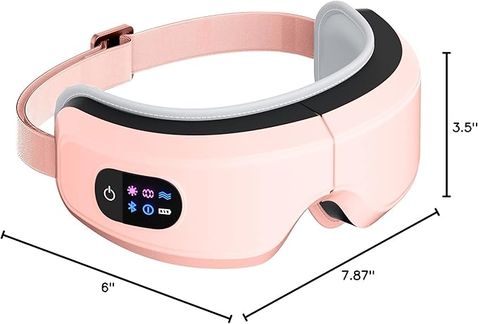 Eye Massager with Airbag Kneading,Constant Temperature Hot Compress, Multi-Frequency Vibration and Bluetooth Music (Pink, Large)