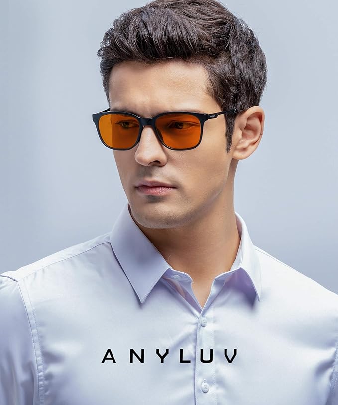 ANYLUV Blue Light Glasses for Men, Computer Gaming Glasses men, Stylish Anti Eyestrain Blue Light Blocking Glasses Men