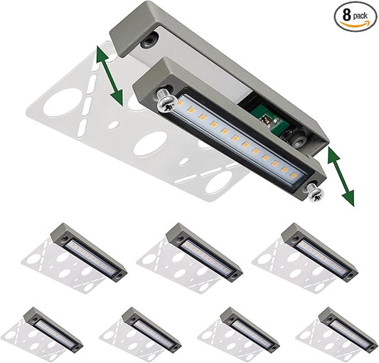 GKOLED 8Pack 6.8 Inch LED Low Voltage Hardscape Lighting, Outdoor Paver Lights, Retaining Wall Lights, Light Module Replaceable, Landscape Step Lights, Die-cast Aluminum Housing, 2700K Gray