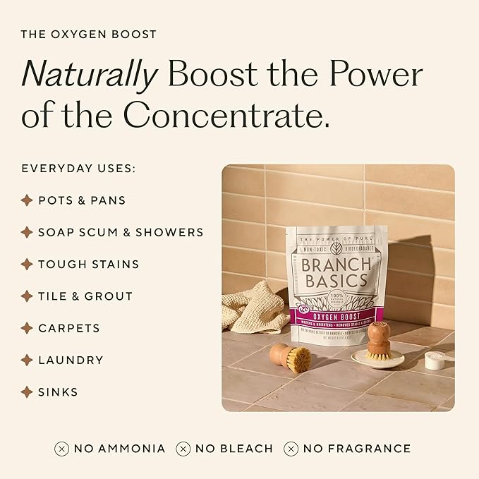 Branch Basics Concentrate + Oxygen Boost REFILL: Stain Remover and All Purpose Cleaner Duo | Bleach, Ammonia, Dye, and Fragrance Free (64 Loads, 33.8 oz Concentrate)