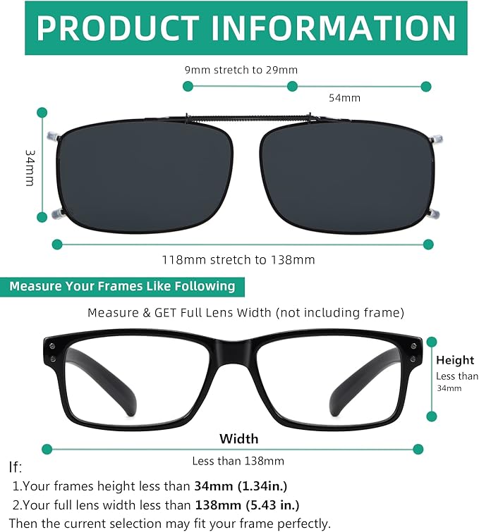 Eyekepper 3-pack Polarized Clip on Sunglasses With Spring Draw Bar Grey/Brown/Green Lens 54 * 34MM