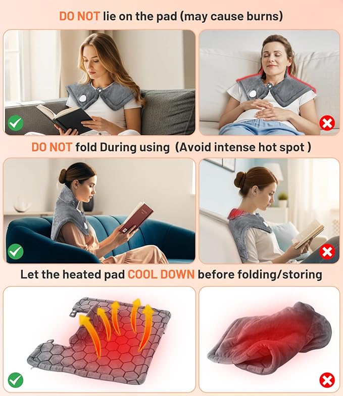 Graphene-Infused Heating Pad, Weighted Heating Pads for Neck and Shoulders and Back, Large Electric Instant Heating Pads for Back Pain Relief | 9 Heat Settings, 4 Timer Auto Shut-Off, Machine Washable