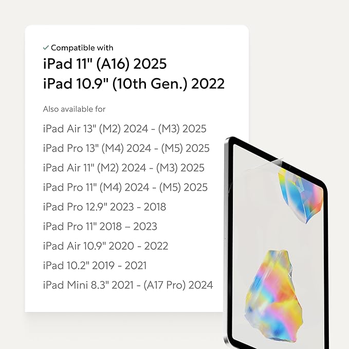 Paperlike 3 Screen Protector (2x) for iPad 11” (A16 2025) & iPad 10.9” (10th Gen 2022) – True Paper-Feel, Bubble-Free Install (Butterfly), Protects Pencil Tip