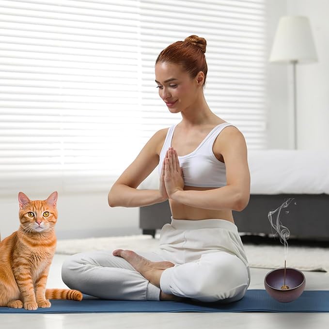 Ceramic Incense Burner Holder for Sticks, Handmade Incense Cone Holder for Coil, Sage Cones, Ash Catcher, Smudge Bowl for Yoga Meditation Room Décor