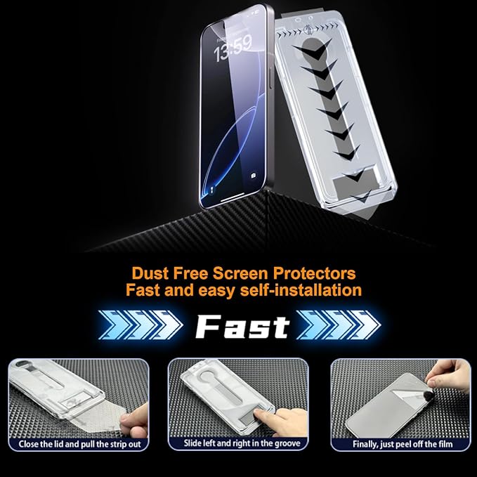 OneFish for iPhone 17 Air 6.5inch Tempered Glass Screen Protector 2 Pack Auto Dust-Elimination Easy Installation HD Clear Screen Protector