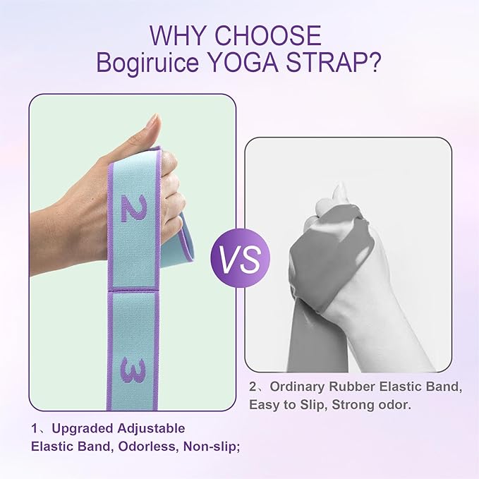 Yoga Straps for Stretching Strap Elastic for Physical Therapy Dance Yoga Pilates Gymnastics Exercise Flexible Pilates Stretch Band for Women Men