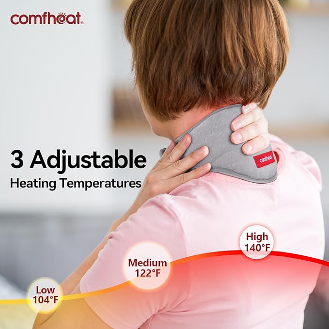 Neck Heating Pad with Vibration Massage for Neck Pain Relief, USB Heated Neck Wrap, Soft Neck Warmer for Soreness Stiffness, 3 Levels Heat & Massage, Auto-Off, (Not Rechargeable)