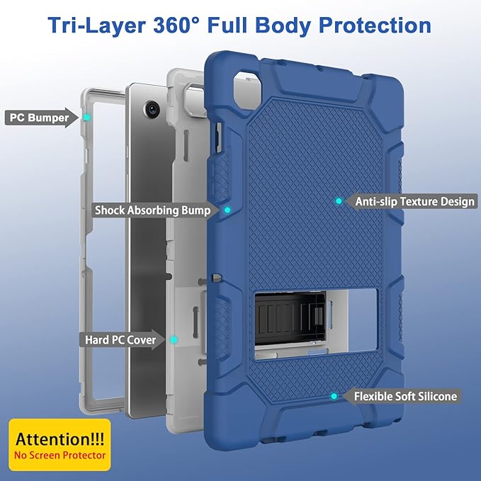 Rantice Galaxy Tab A8 10.5 Case with Kickstand, Hybrid Shockproof Rugged Cover for Samsung A8 Tablet Case 10.5 Inch (SM-X200/X205/X207), Navy+Grey