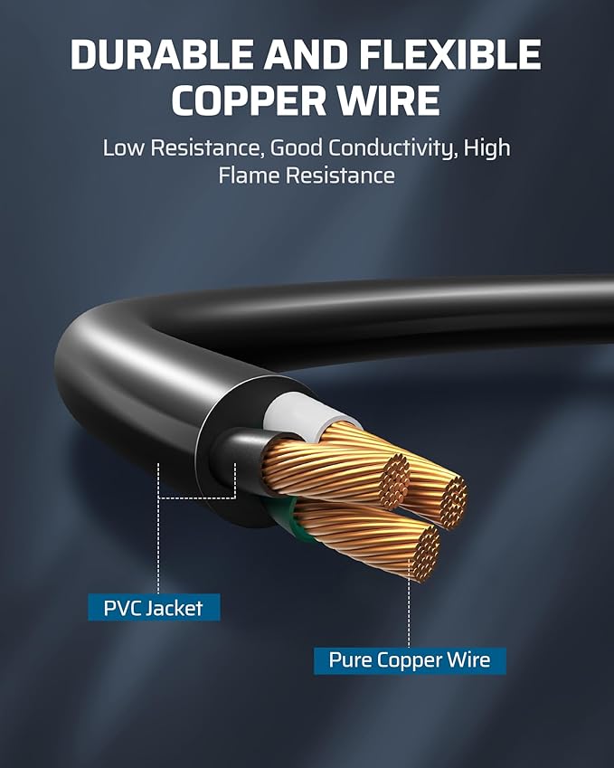 DEWENWILS Outdoor Extension Cord 1 to 3 Splitter, 3 Prong Outlets Plugs, Max 28ft End to End (40 FT Total),16/3C SJTW Weatherproof Wire for Outdoor String Lights, ETL