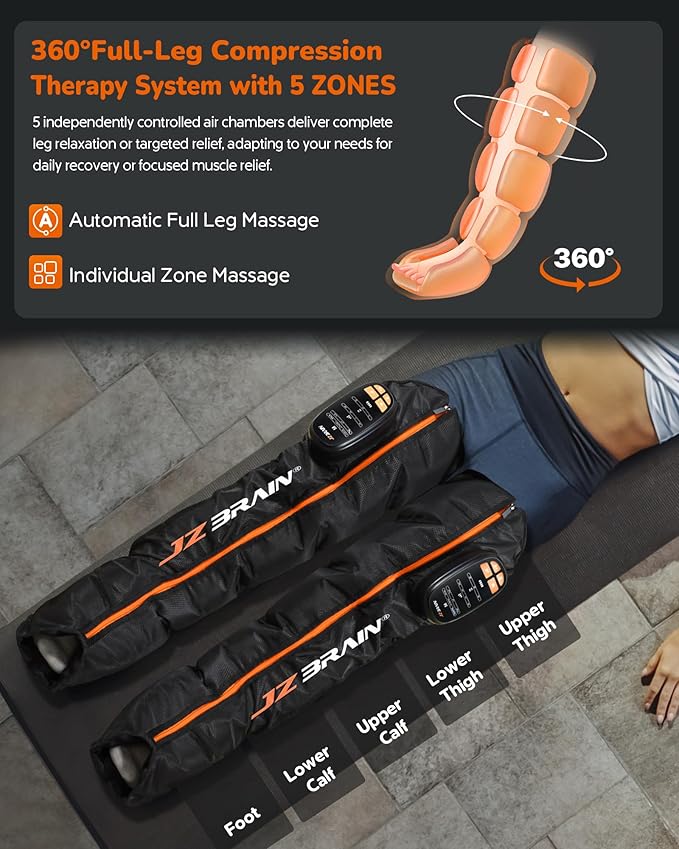 Sequential Air Compression Recovery System : Professional Full Leg Compression Boots for Fast Recovery & Circulation Improvement - Recovery Device for Athletes Runners Gym Users