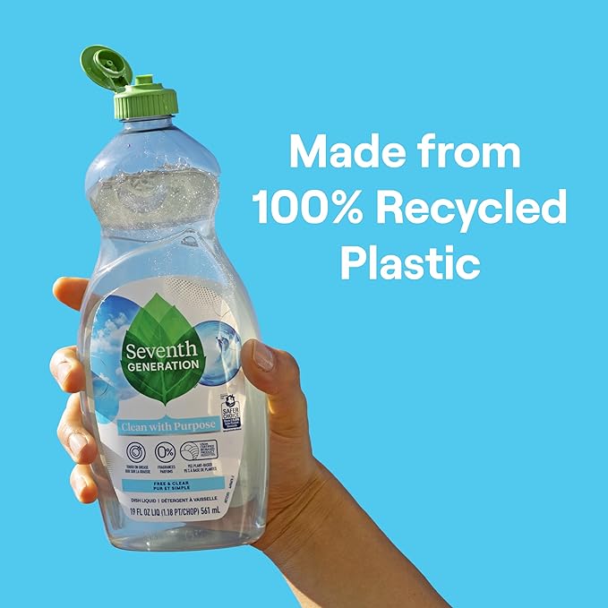 Seventh Generation Dish Liquid Soap Free & Clear liquid soap Pack of 6 Dishwashing Soap Dish Soap for sensitive skin 19 oz