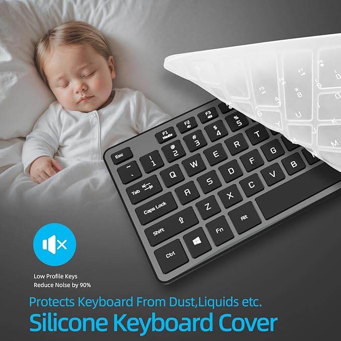 Wired USB Keyboard, Comfortable Quiet Chocolate Keys, Durable Ultra-Slim Wired Computer Key board(QWERTY) for PC, Windows 11/10/8/7/XP/Vista KB1430 (grey wired keyboard, Full Size Keyboard)