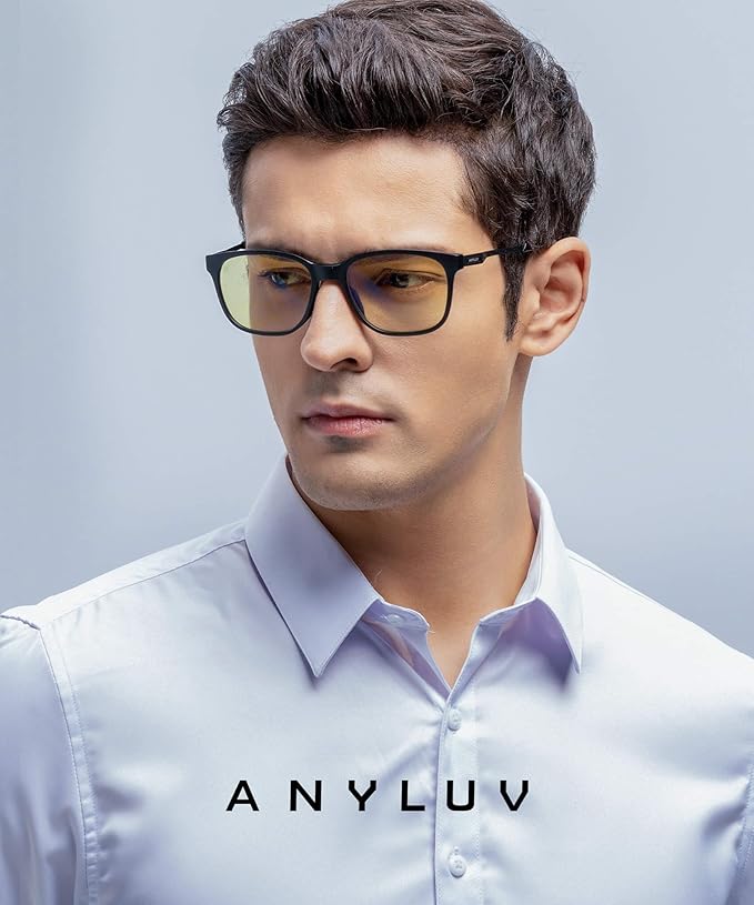 ANYLUV Blue Light Glasses for Men, Computer Gaming Glasses men, Stylish Anti Eyestrain Blue Light Blocking Glasses Men