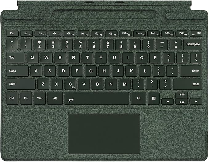 Keyboard for Surface Pro 11/10/9/8/X (13inch), Portable Slim Type Cover for Surface Pro, Wireless Bluetooth Keyboard with Touchpad, Backlits,Built in Pencil Holder,Dark Green