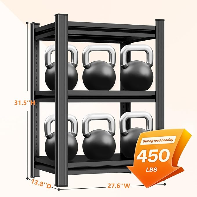 31.5-Inch 3-Tier Metal Bookshelf - Adjustable Industrial Bookcase for Living Room, Office & Bedroom,31.5" Hx27.6 Wx13.8 D