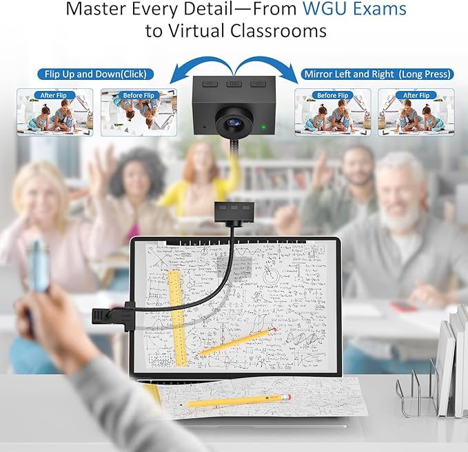 Webcam 1080P for PC, Eye Contact Webcam for Desktop Computer (Grey)