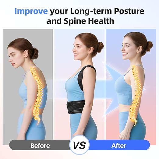 babaka Posture Corrector for Women and Men, Adjustable Full Back Support, Upper and Lower Back Pain Relief, Back Brace, Shoulder Straightener, Scoliosis, Hunchback, Thoracic, Spine Corrector (Large, Waist: 30''-39'')