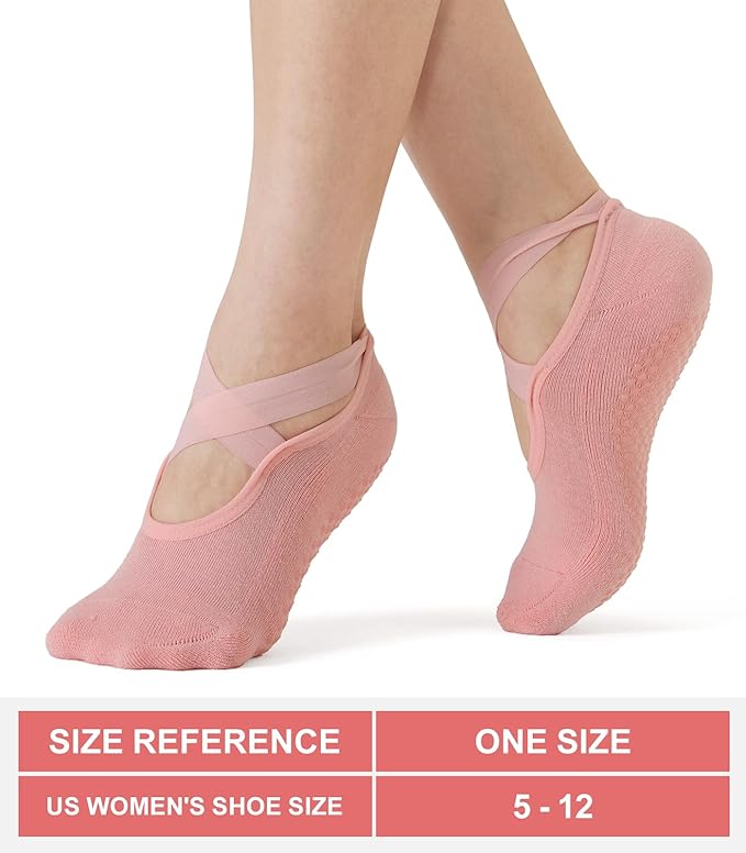 Breslatte Grip Socks Pilates Socks with Grips for Women Non Slip Grippers Womens
