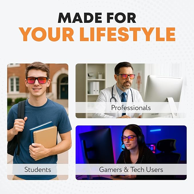 Prospek SOLARIS Blue Light Glasses, Orange/Amber Lenses Filter 99.9% Blue Light for Sleep, Computer & Gaming Eyewear