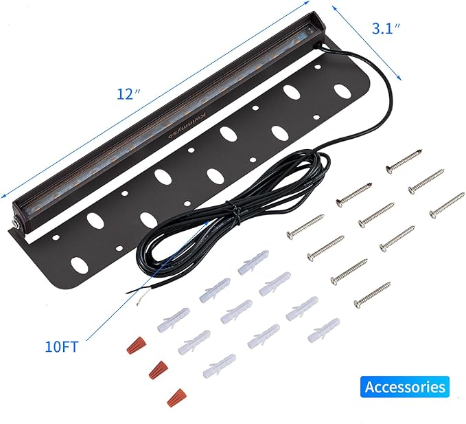 4-Packs 5W 12inch LED Hardscape Paver Lighting,12V AC/DC Low Voltage Retaining Wall Lights,LED Landscape Lighting,5000K Daylight White Outdoor Step Light,50,000 Hours Lifespan