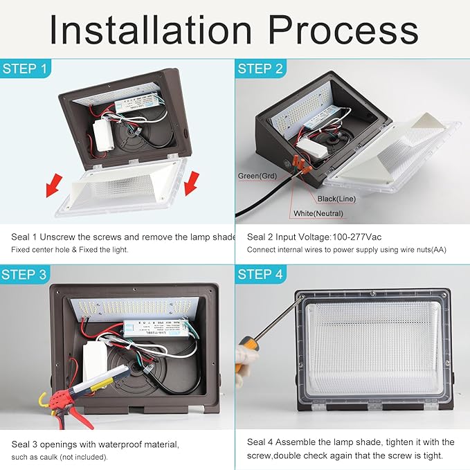 Lightdot 4Pack 250W LED Wall Pack Lights, 100-277v Dusk to Dawn with Photocell | 37500Lm(150Lm/W) 5000K IP65 Outdoor Exterior Lighting Fixture, Energy Saving|5-Yrs Warranty, ETL(Height:20-40ft)