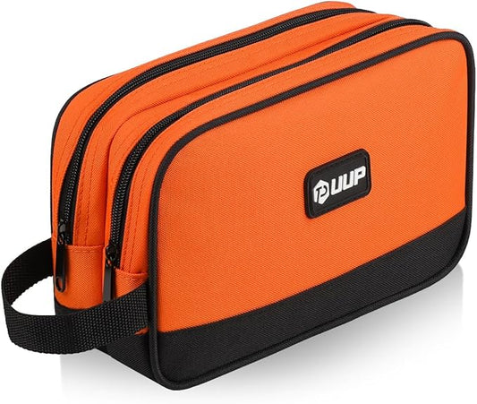 10 Inch Small Tool Bag, Zipper Tool Pouch Two Compartments Heavy Duty, Utility ToolBag with Carrying Handle, Tools Storage Organizer for Electrician Mechanic, Gift for Men Dad,Orange