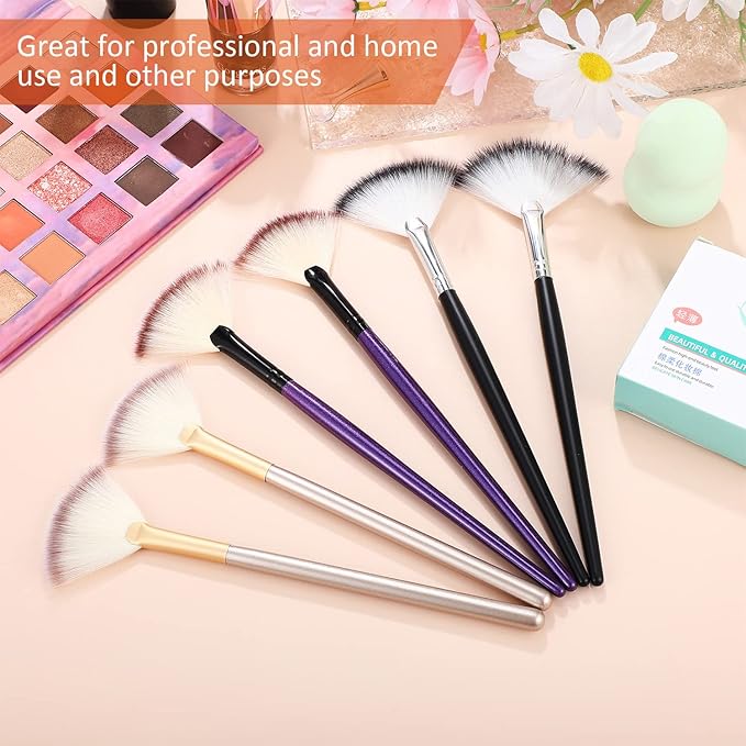 9 Pieces Facial Fan Mask Brushes, Soft Facial Applicator Brushes Tools for Peel Glycolic Makeup for Mud Cream(Champagne, Purple, Black)