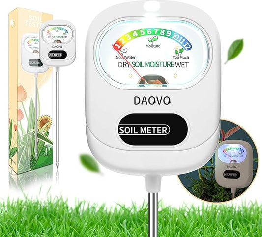 Soil Moisture Meter, Plants Moisture Meter Upgraded-Large Screen-Soil Hygrometer with Light- Plant Water Meter for Indoor and Outdoor Hous Plants, Garden, Farm, Lawn Soil Tester-Purewhite