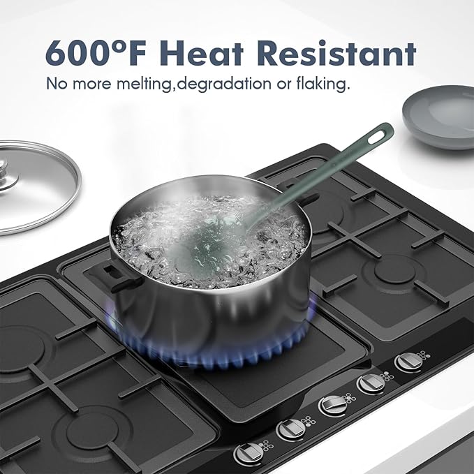 5 Pieces Silicone Spatula Set, Food Grade Rubber Spatula, Upgrade Strong Handle with Ergonomic Grip, Heat Resistant Up to 600°F for Nonstick Cookware, Cooking Dried Thyme