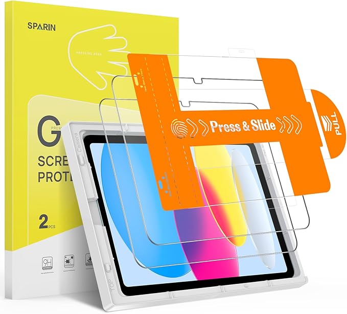 SPARIN Screen Protector for iPad A16 11 inch 11th/10th Generation 10.9 Inch (2025/2022), Tempered Glass with Auto Application Tray for iPad 11/10 Gen, Easy Installation, Case Friendly, 2 Pack
