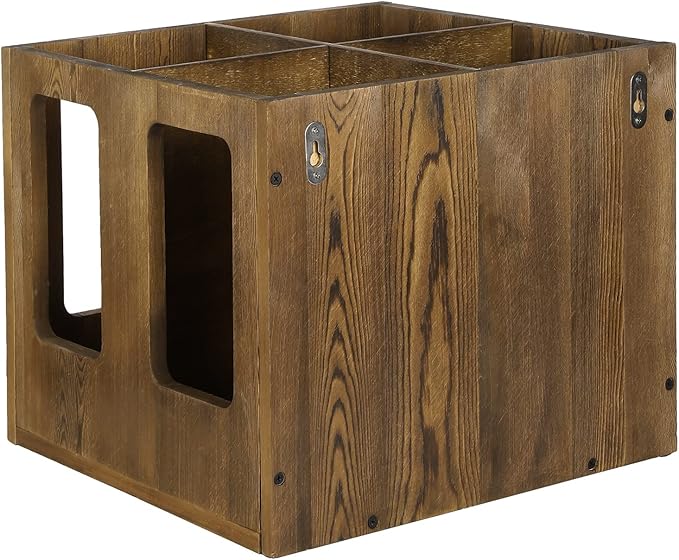 MyGift 4-Slot Vintage Brown Wood Foam Roller Storage Organizer, Wall Mounted or Floor Standing Holder Rack for Yoga Mats and Gym Accessories