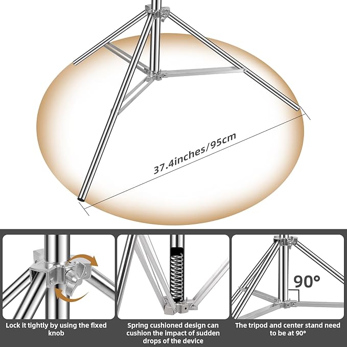 9.2ft/280cm Heavy Duty Light Stand - Spring Cushioned Light Stand, High Stable Light Stand Photography with Carry Bag, Stand Light for Strobe Light, Softbox, Reflector, Ring Light and Flashes