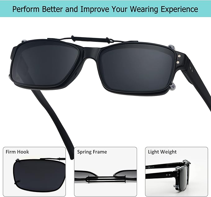 Easy clip Spring Polarized Clip On Sunglasses